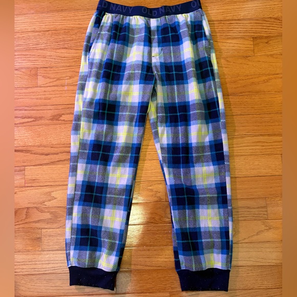 🍒4/$15 Old Navy Boys' Plaid PJ Pants - Blue and Yellow - Picture 1 of 4